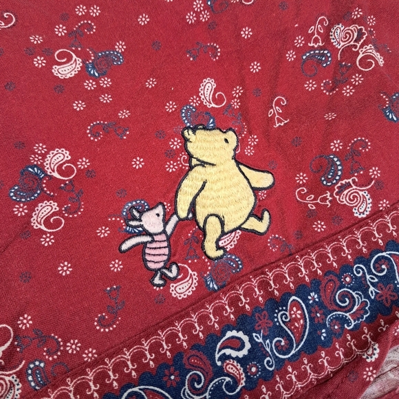 Vintage Y2K Disney Store Winnie The Pooh Piglet Girl Halter Top 6/6X Red Paisley - Picture 3 of 6